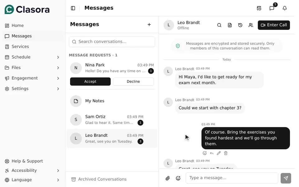 Attaching a file to a message and finding it under Shared Files